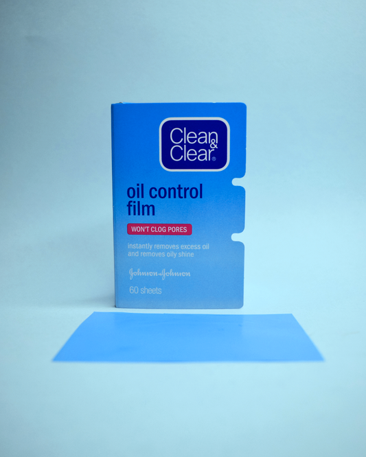 a blue box of clean clear oil control film