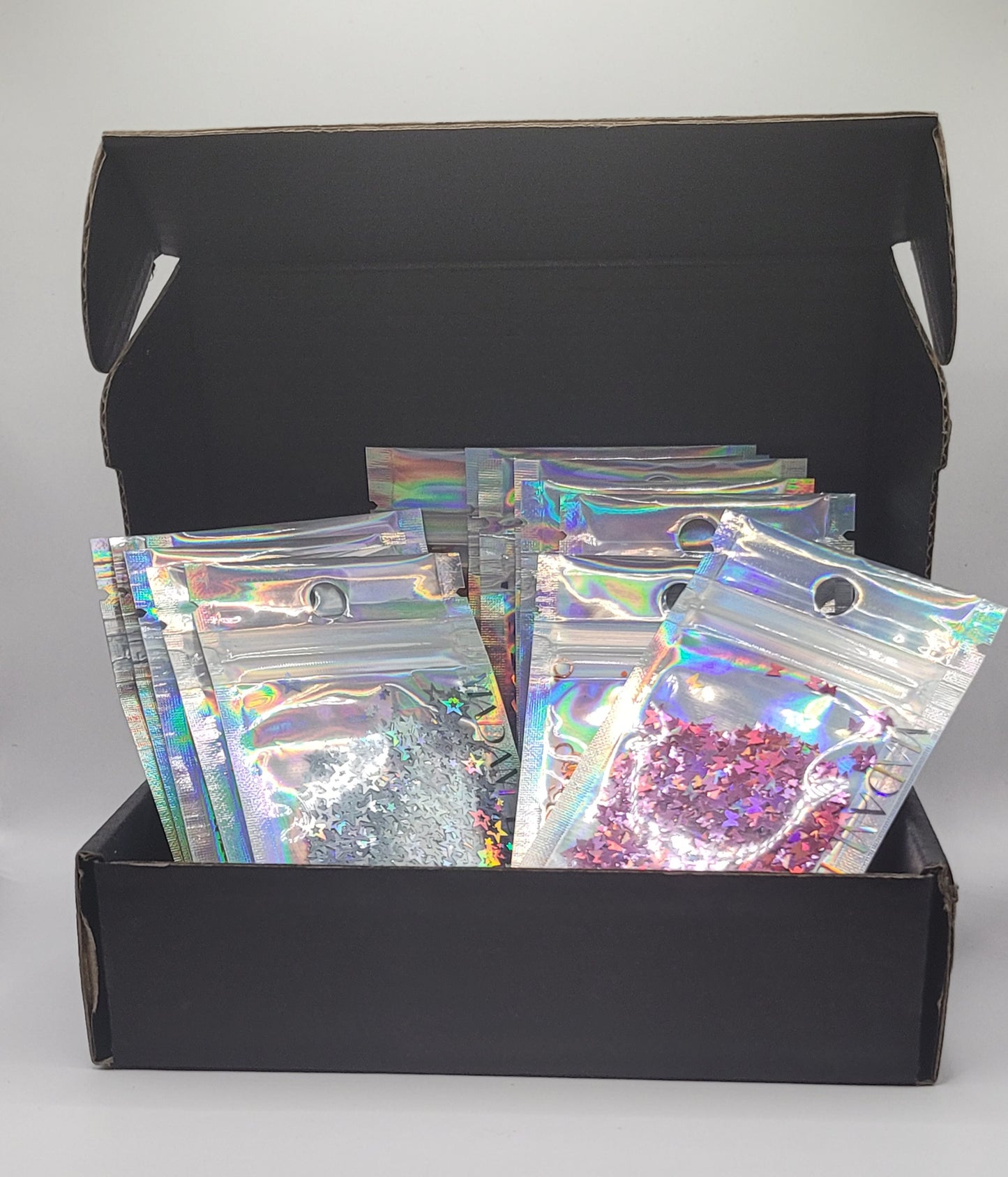Ultimate Glitter Nail Art Mistery Bundle – 15pk & 18pk Sets | Holographic, Metallic & Iridescent Shapes for Dazzling Designs
