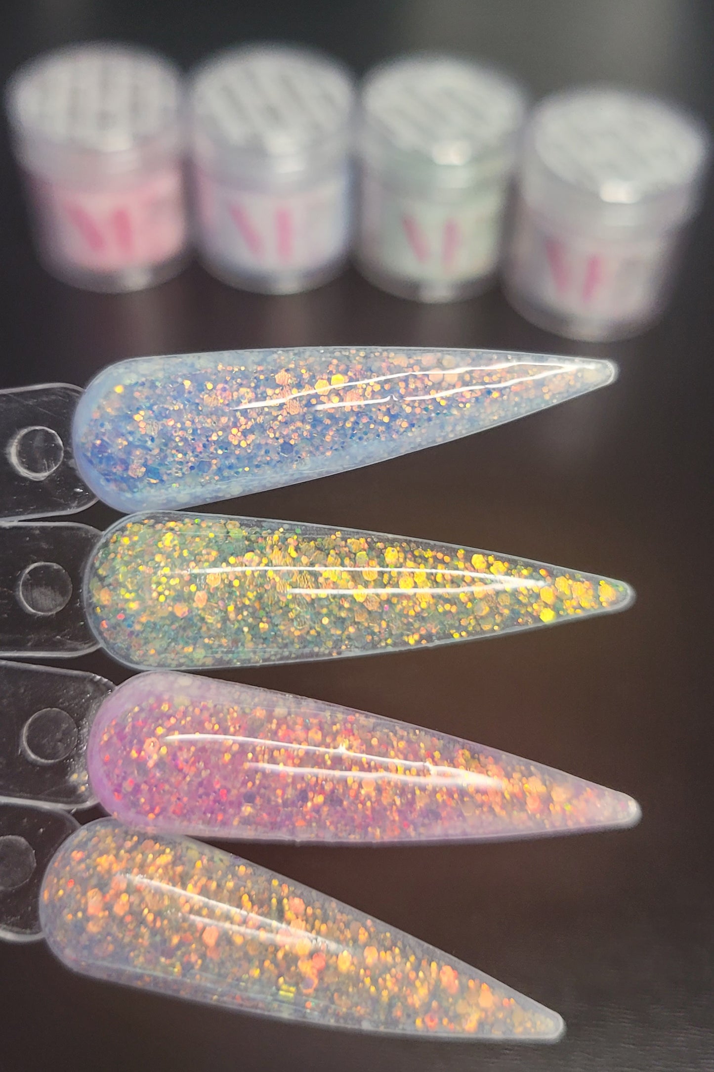 Icey Acrylic Powder Set – 4 Crystal-Cool Acrylics for Frosted, Shimmering Nail Art (Add-Ons)