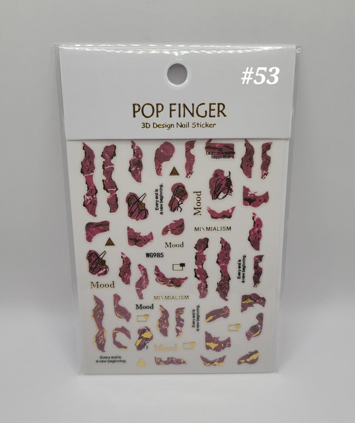 40/80 Pop Finger 3D Nail Stickers Bold Accent Nail Art, Glossy Gems, Florals & Abstract.