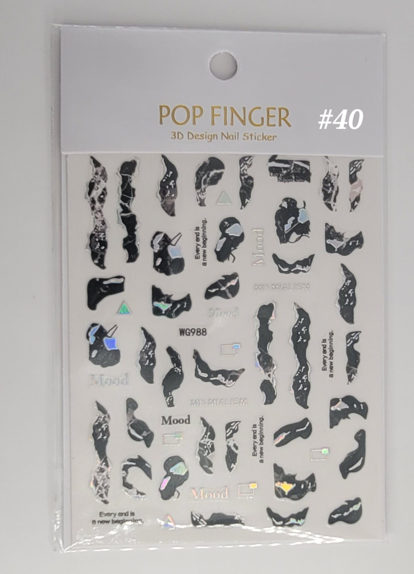 40/80 POP FINGER 3D NAIL STICKERS Bold Accent Nail Art | Glossy Gems, Florals & Abstract Designs | Self-Adhesive & Easy Apply