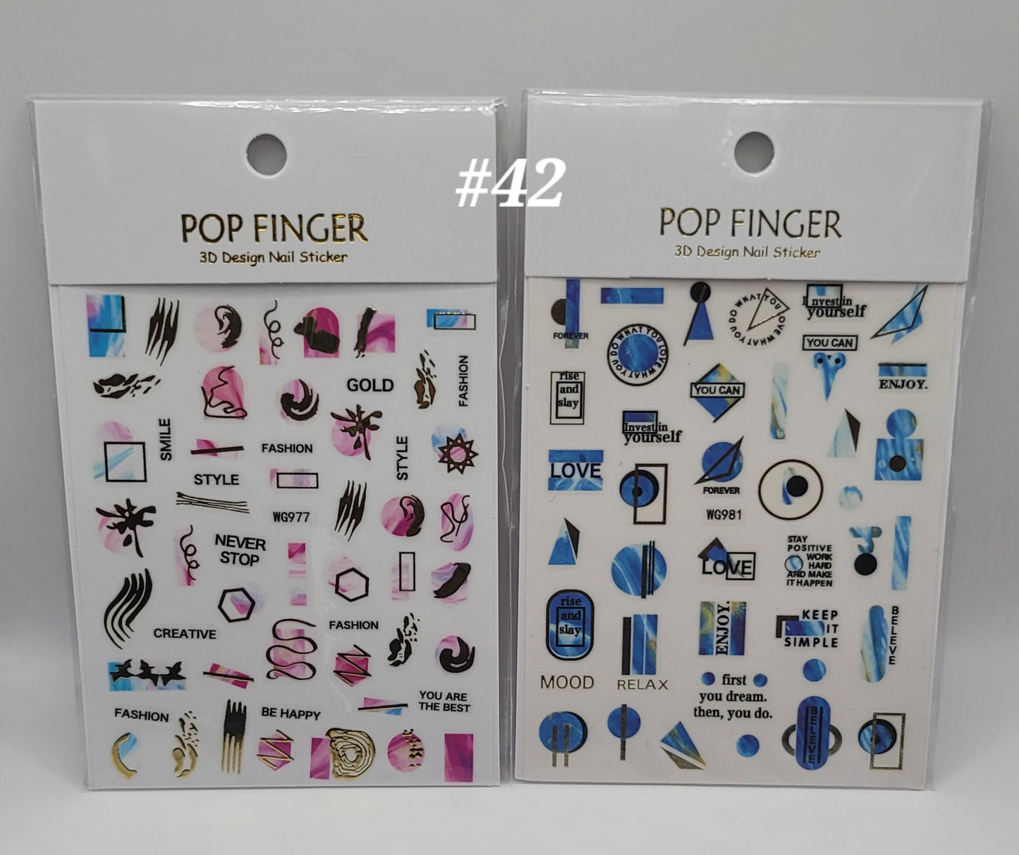 40/80 POP FINGER 3D NAIL STICKERS Bold Accent Nail Art | Glossy Gems, Florals & Abstract Designs | Self-Adhesive & Easy Apply