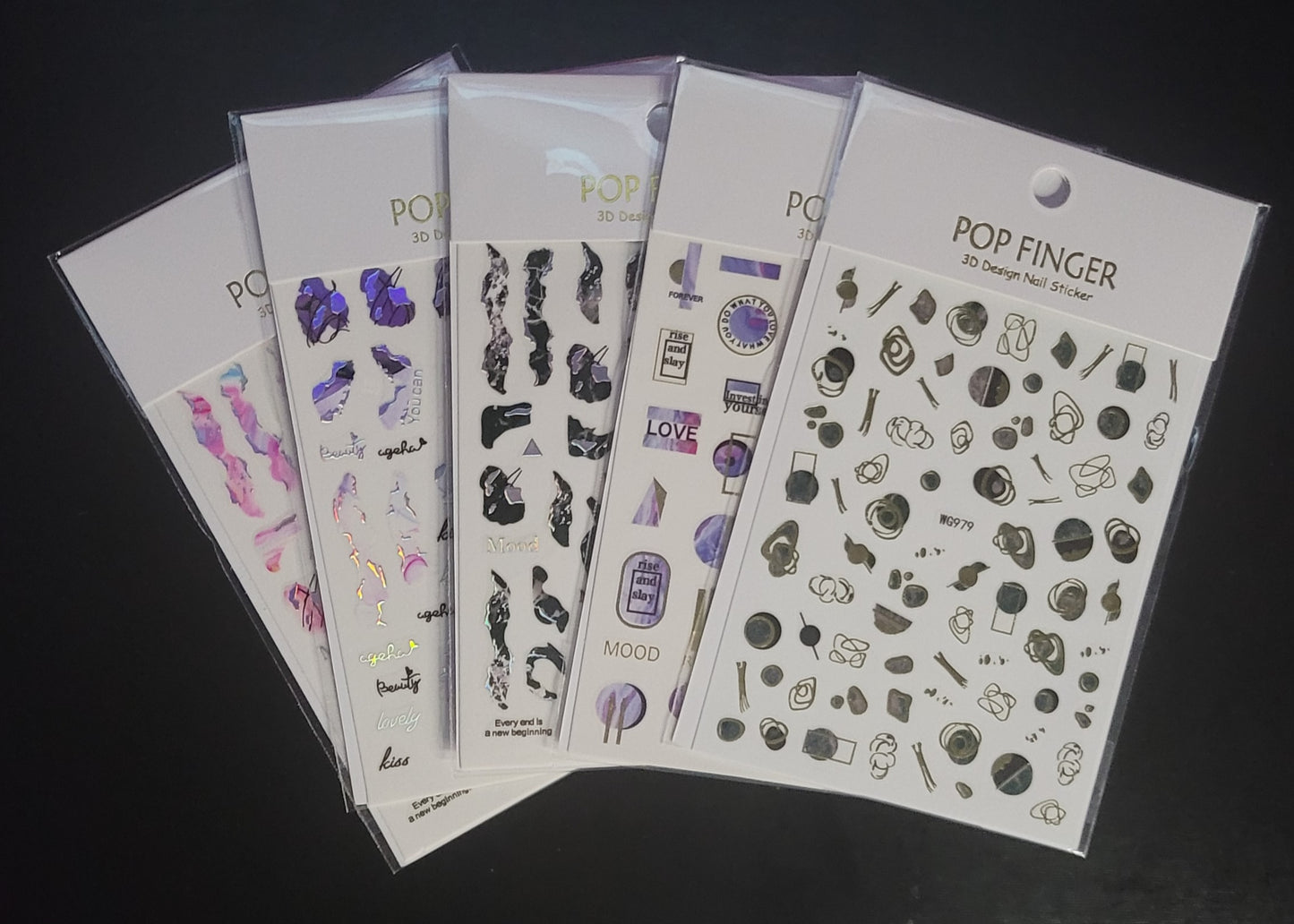 Pop Finger 3D Accent Nail Stickers