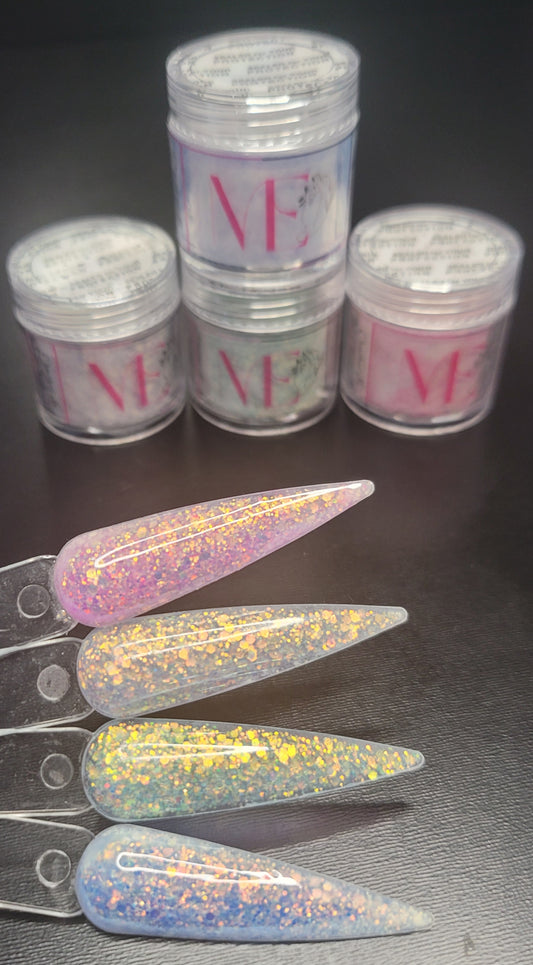 Signature Icey Accent Acrylic 4pcs Set – Crystal-Cool and Frosted, Shimmering Nail Art