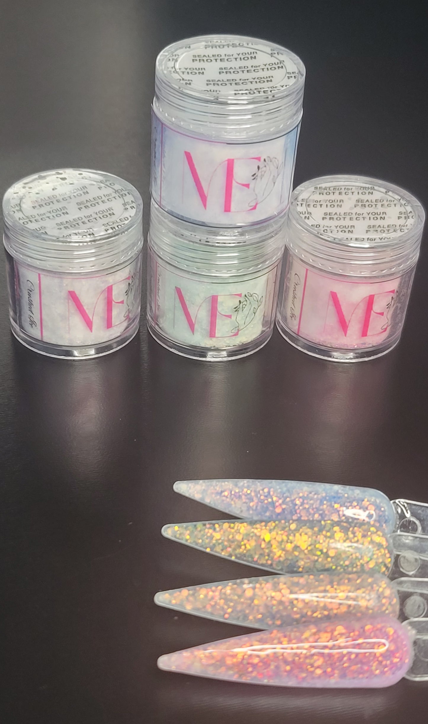 Icey Acrylic Powder Set – 4 Crystal-Cool Acrylics for Frosted, Shimmering Nail Art (Add-Ons)