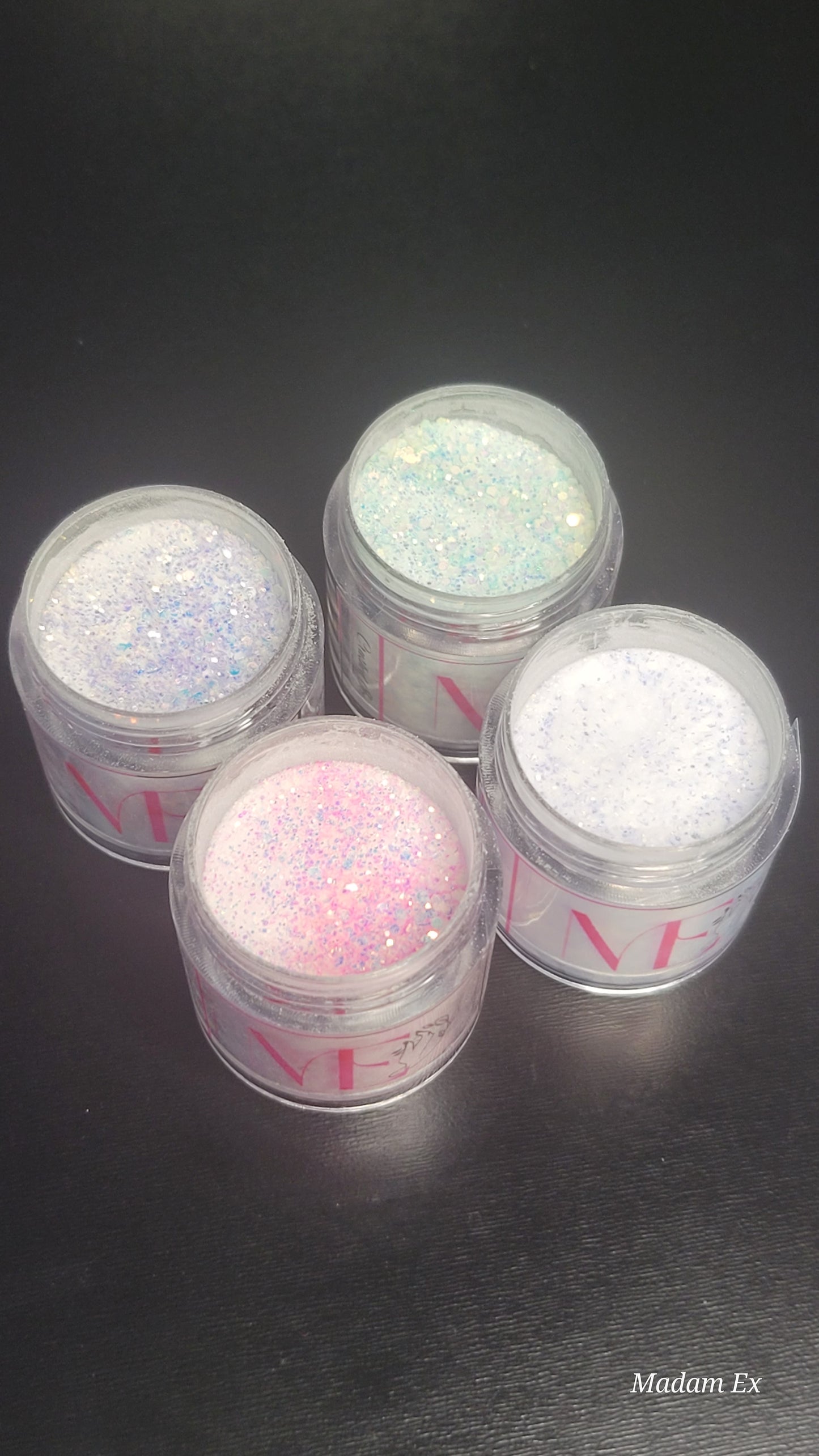 Icey Acrylic Powder Set – 4 Crystal-Cool Acrylics for Frosted, Shimmering Nail Art (Add-Ons)