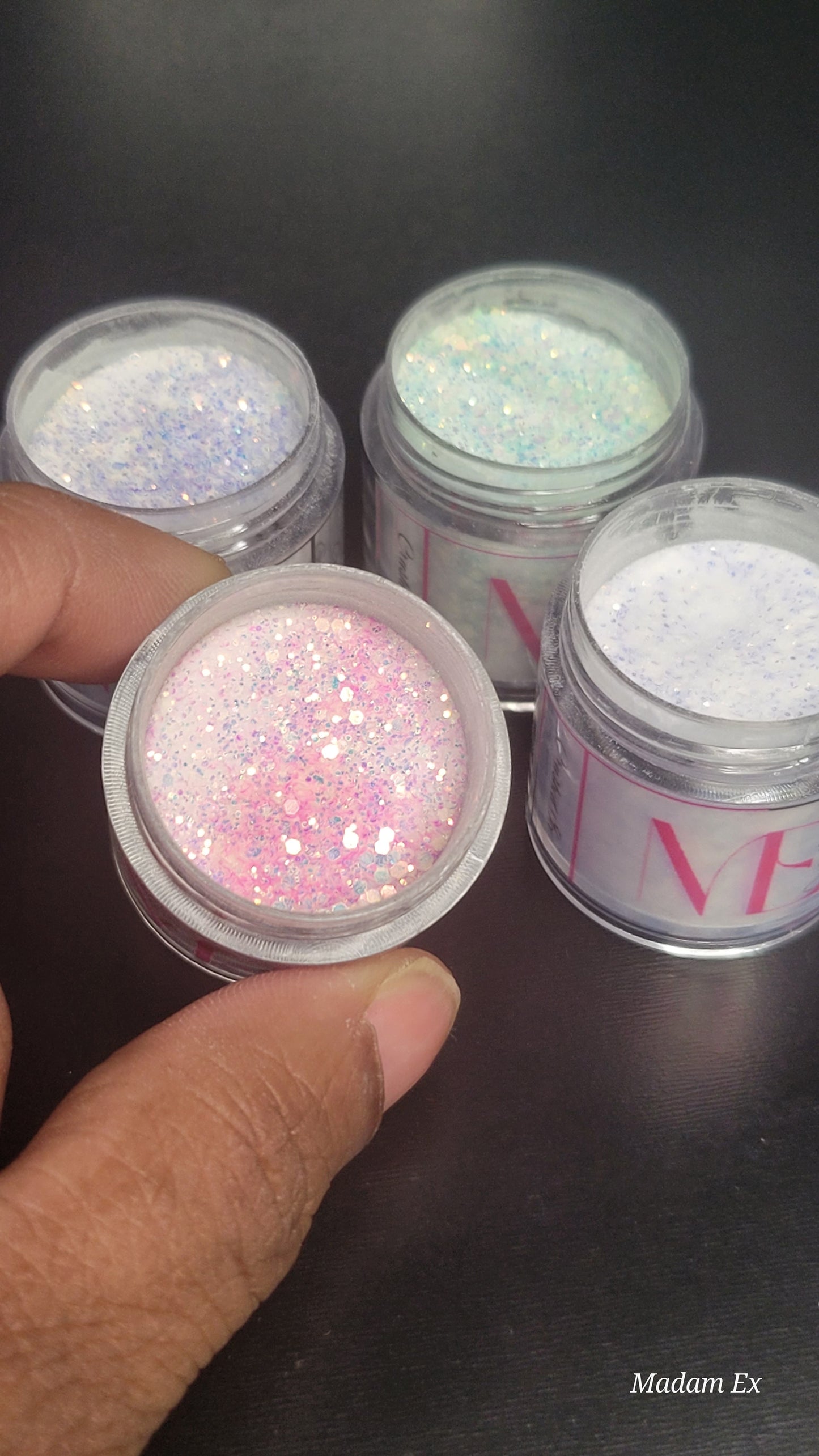 Icey Acrylic Powder Set – 4 Crystal-Cool Acrylics for Frosted, Shimmering Nail Art (Add-Ons)