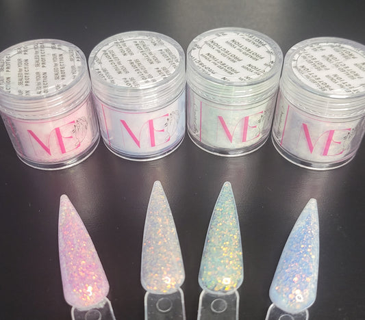 Signature Icey Accent Acrylic 4pcs Set – Crystal-Cool and Frosted, Shimmering Nail Art