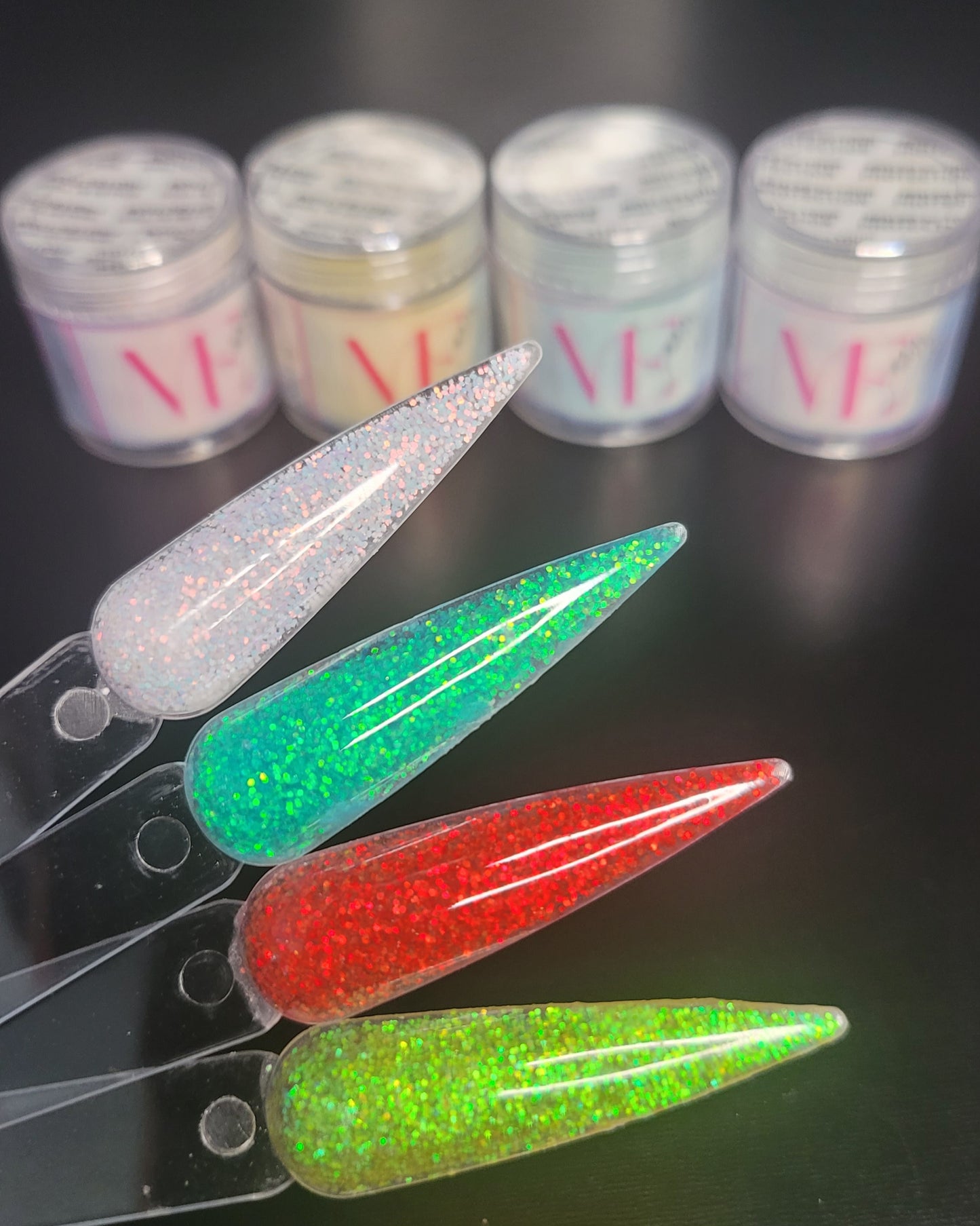 Snow Queen Acrylic Collection – Winter-Inspired Sparkle Powders for Soft, Frosty Nail Art 4pcs set (Add-Ons)