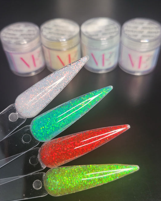 Signature Snow Queen Accent Acrylic 4pcs Collection – Winter-Inspired Sparkle Powders for Soft, Frosty Nail Art 4pcs set (Add-Ons)