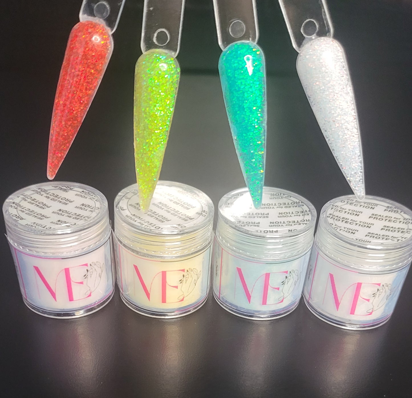 Snow Queen Acrylic Collection – Winter-Inspired Sparkle Powders for Soft, Frosty Nail Art 4pcs set (Add-Ons)