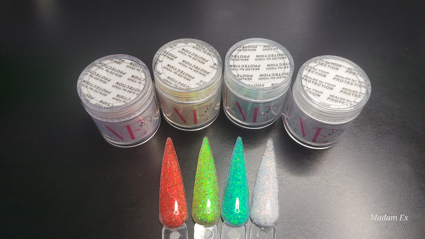 Snow Queen Acrylic Collection – Winter-Inspired Sparkle Powders for Soft, Frosty Nail Art 4pcs set (Add-Ons)