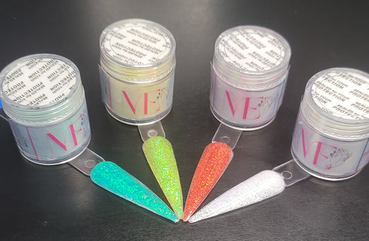 Signature Snow Queen Accent Acrylic 4pcs Collection – Winter-Inspired Sparkle Powders for Soft, Frosty Nail Art 4pcs set (Add-Ons)