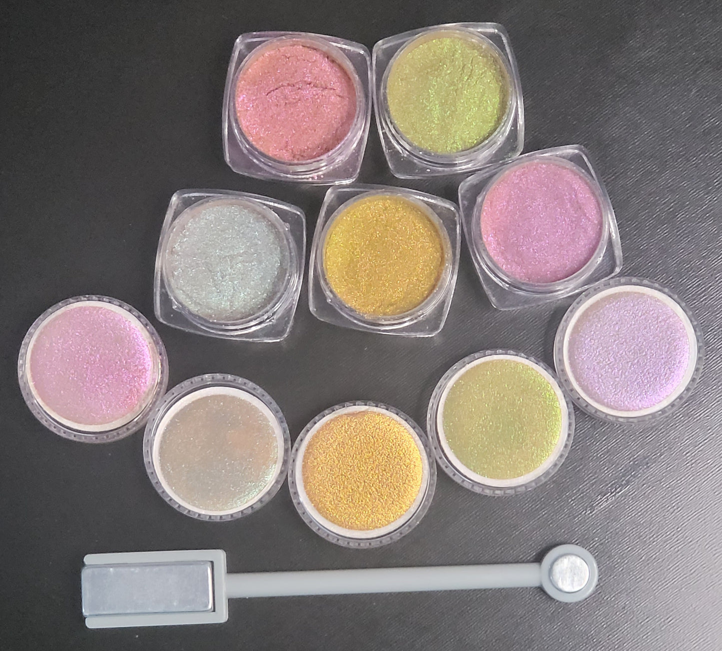 5pc Cat Eye Chrome Accent Powder – Magnetic Shimmer Shades with Styling Tool