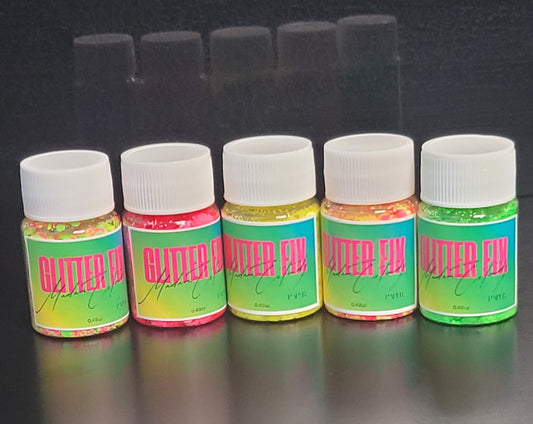 Glitter Fix Accent Cllection- Neon Glitter, Chunky & Fine Neon Polyester Mix For Nails, Resin, Crafts & DIY Projects