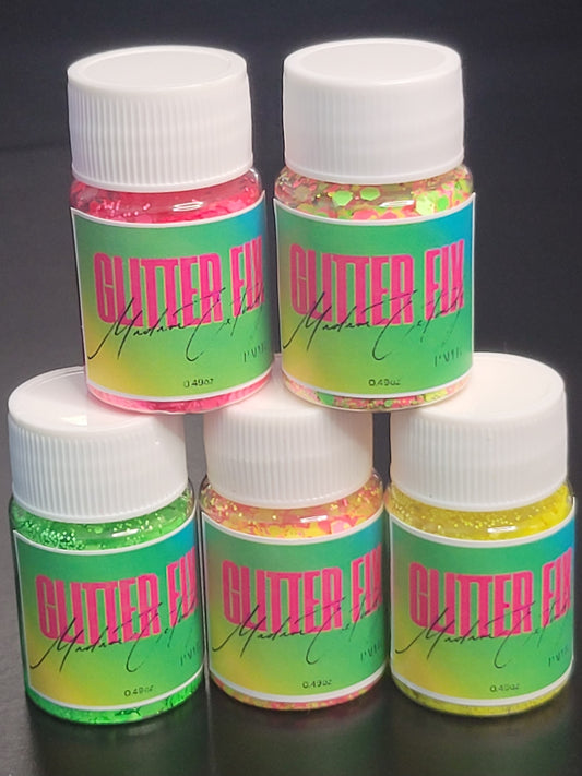 Glitter Fix Accent Cllection- Neon Glitter, Chunky & Fine Neon Polyester Mix For Nails, Resin, Crafts & DIY Projects