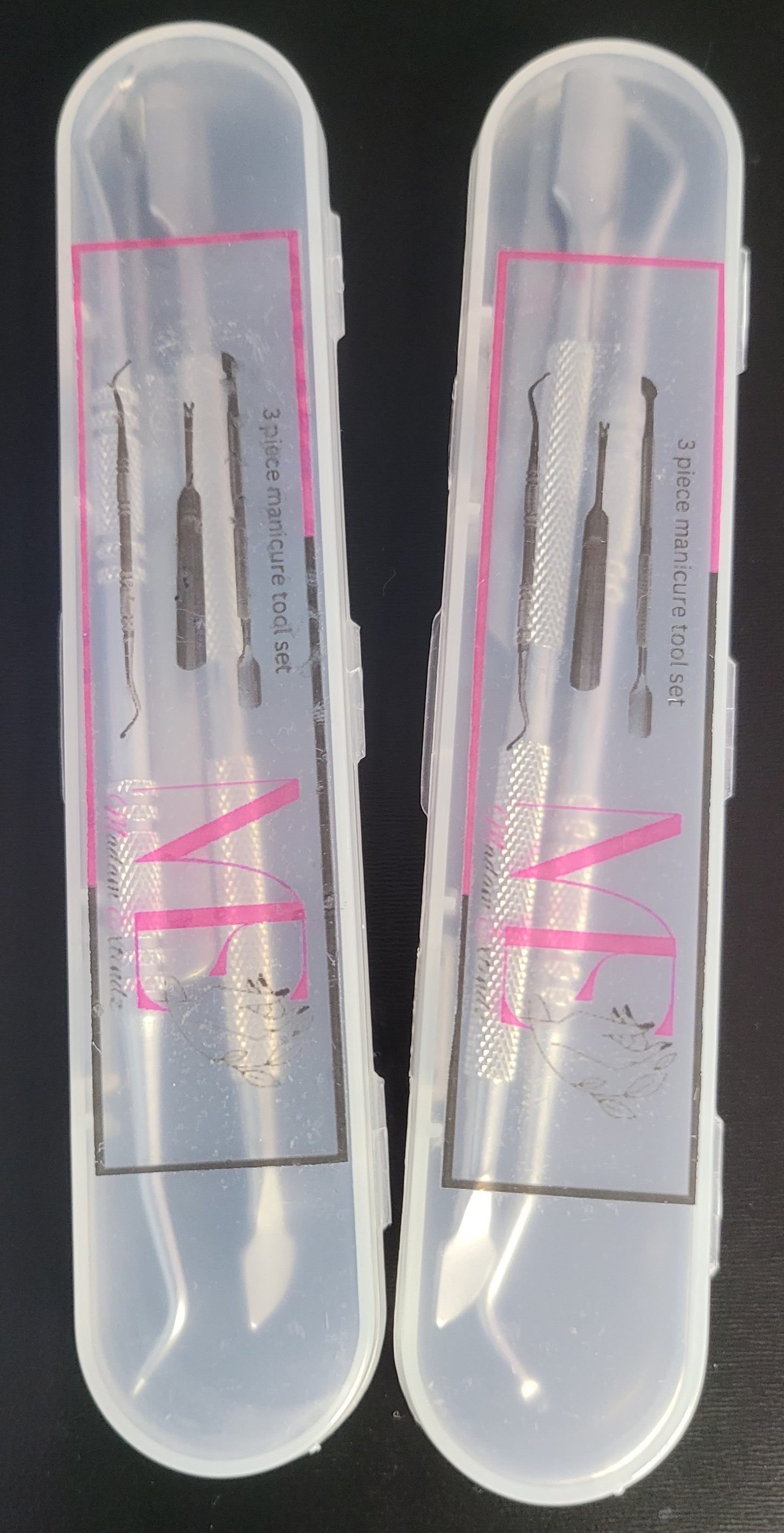 Coffret de soins des ongles 3 pièces : repousse-cuticules, nettoyeur de rainures pour ongles et lève-ongles