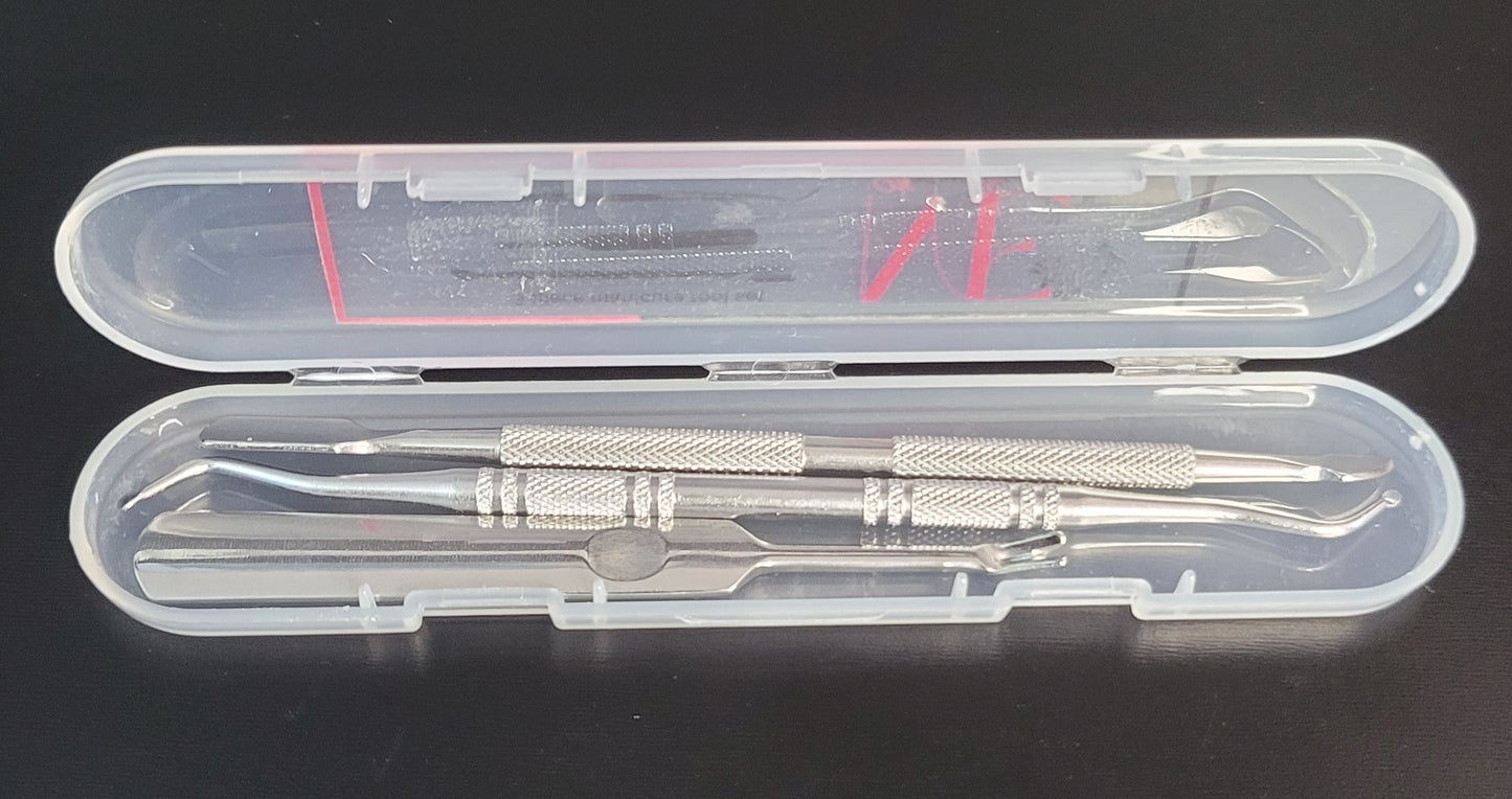 Coffret de soins des ongles 3 pièces : repousse-cuticules, nettoyeur de rainures pour ongles et lève-ongles