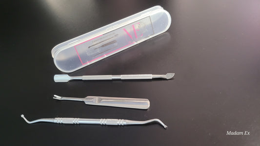 Set de 3 piezas para el cuidado de las uñas: incluye empujador de cutículas, limpiador de surcos y levantador de uñas de los pies.