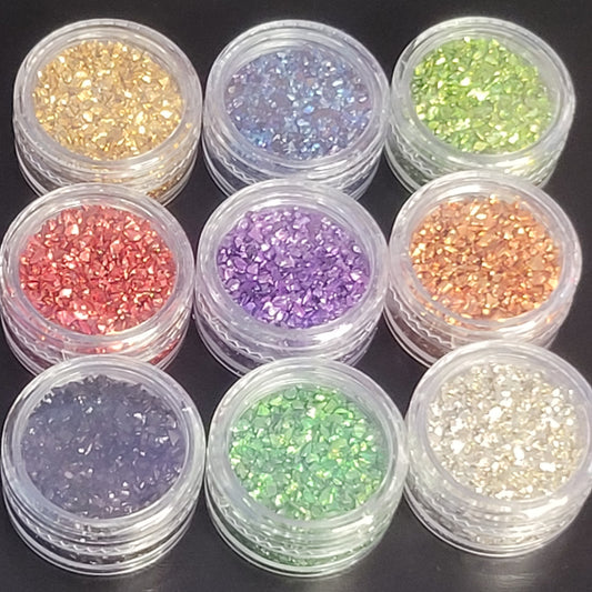 Crushed Glass Accent Stones – Iridescent Crystal Stones for 3D Nail Designs & Salon-Grade Embellishment