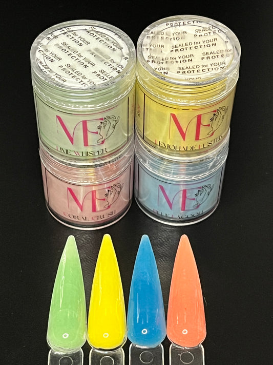 4 piezas de acrílicos perlados de colores luminosos