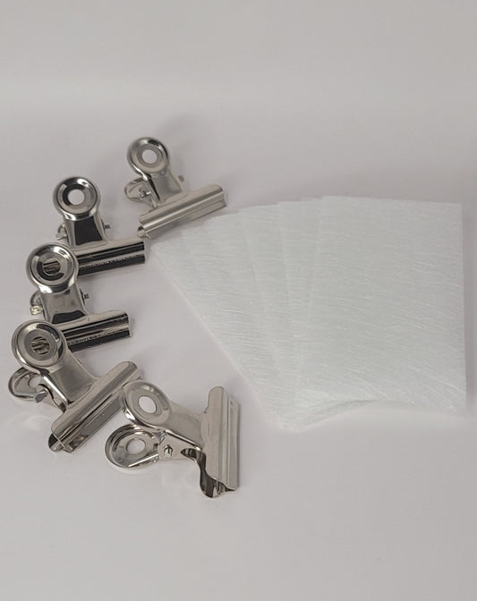 Fiberglass Nail Extension Wraps + Stainless Steel Shaping Clips Set