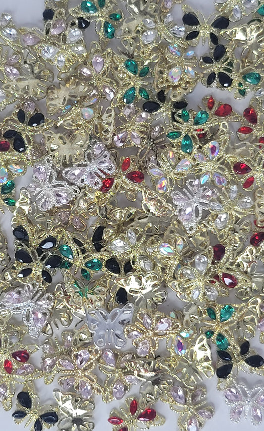 10-Piece Butterfly Nail Art Charm Set | Random Color Mix for Accent Nail Designs