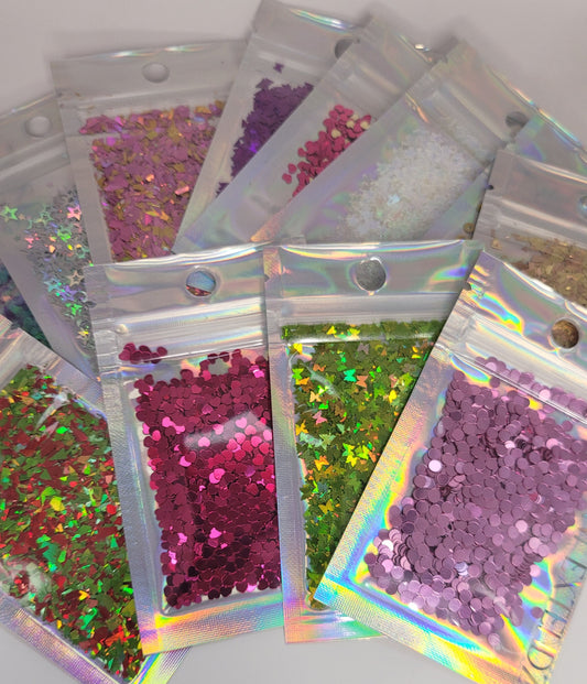 10 Pack Shaped Glitter Mix for Nails | Accent Nail Art Confetti | DIY & Pro Use