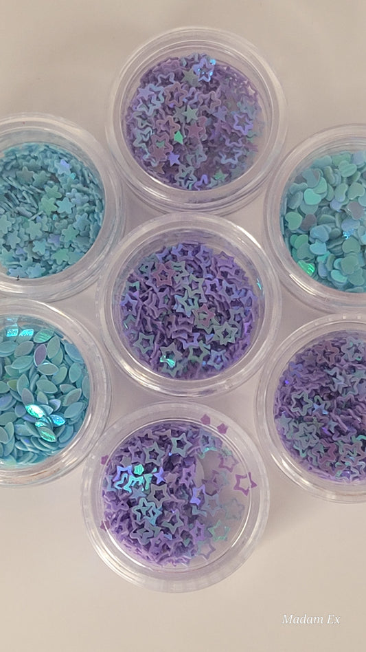 Celestial Accent Pastel AB Glitter Set – 5PC Iridescent Shape Glitter Collection