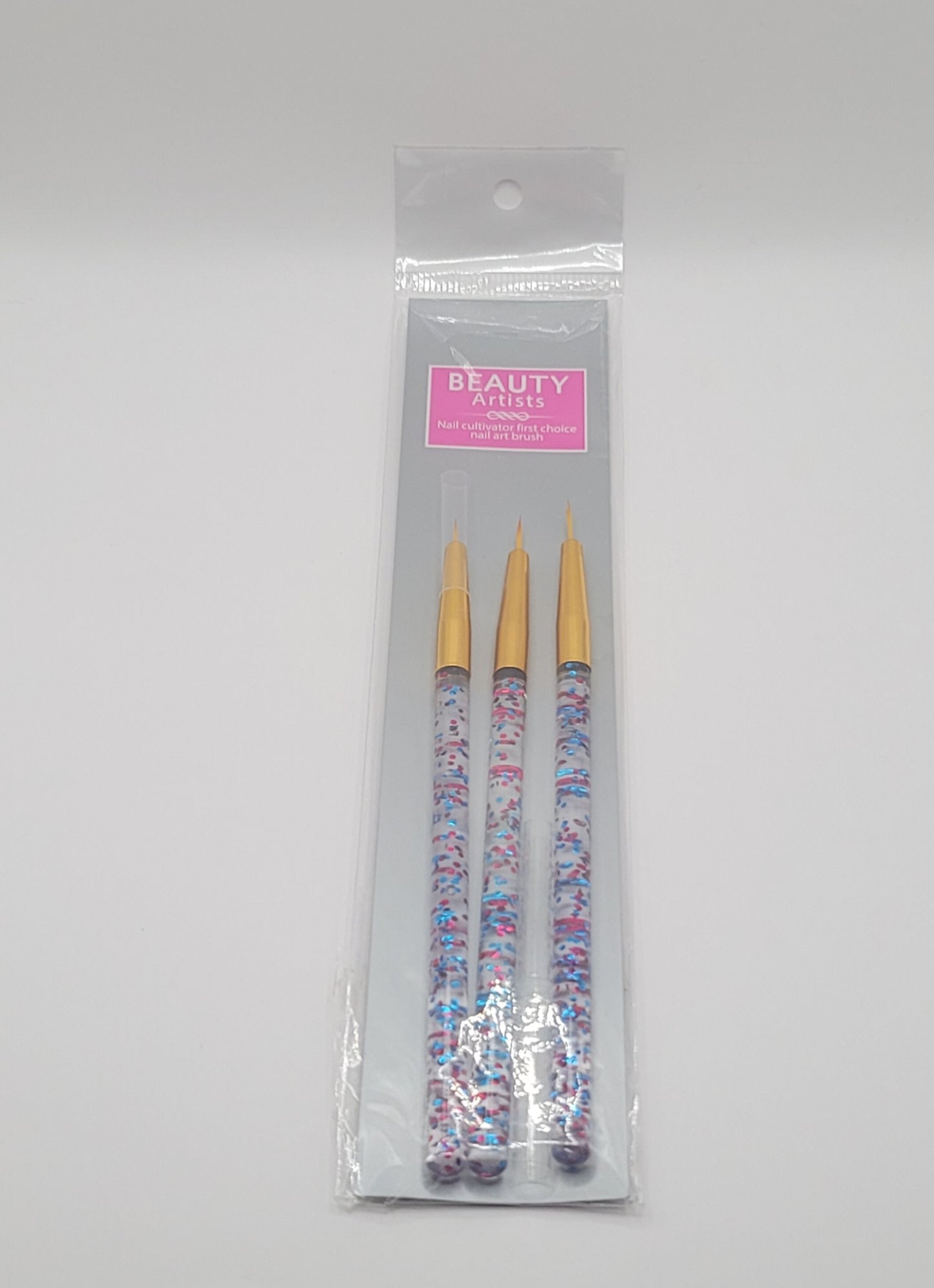 pack of three nail art brush on white background