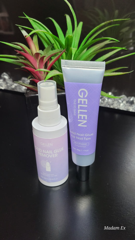Gellen Solid Nail Glue with Remover – Strong Hold, Easy Removal, Professional Nail Adhesive for Press On Nails & Nail Art