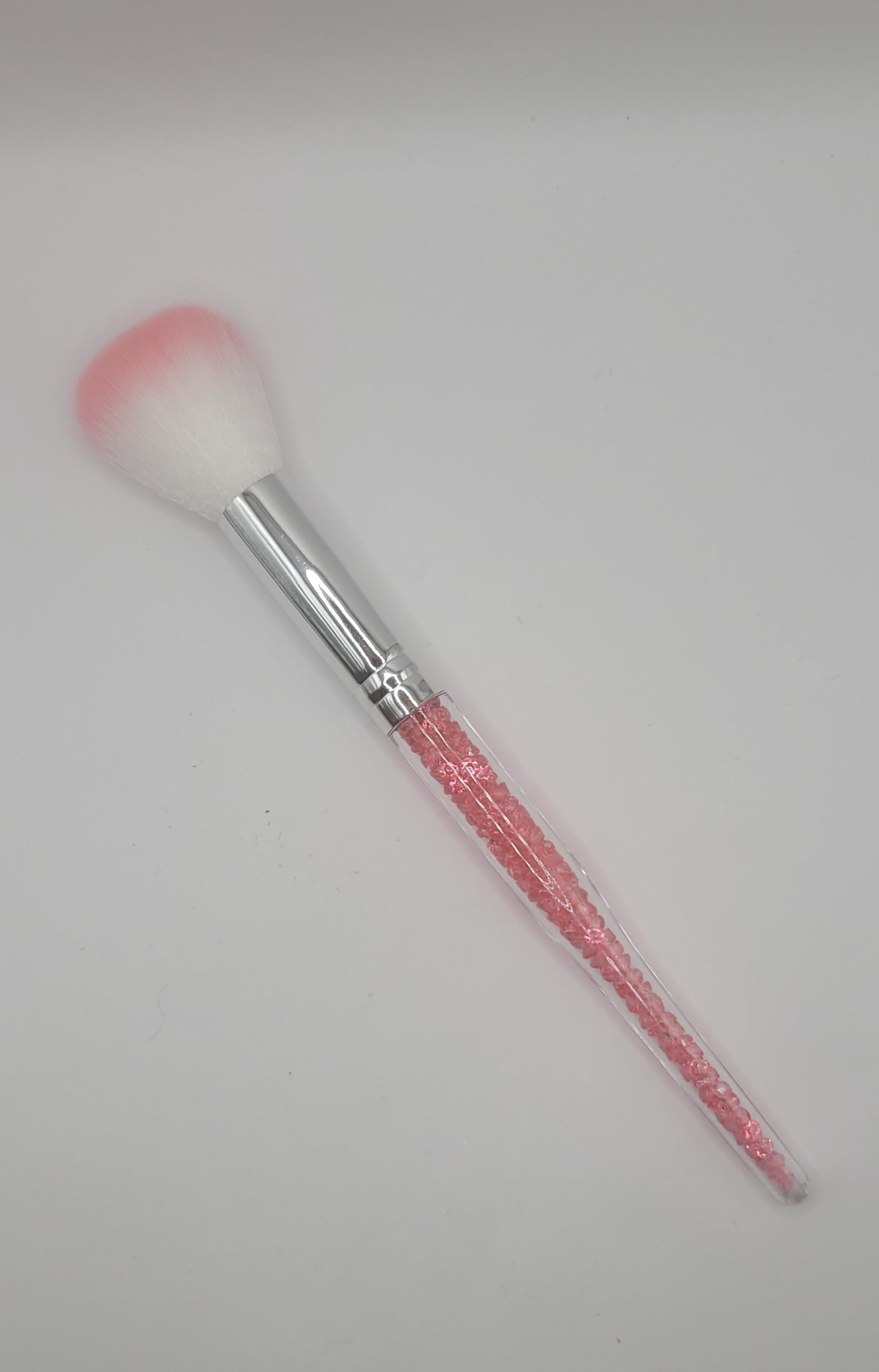 pink slinder glass beaded tip Manicure Dust Brush, Nail Art Dust brush, soft bristles, powder remover tool.